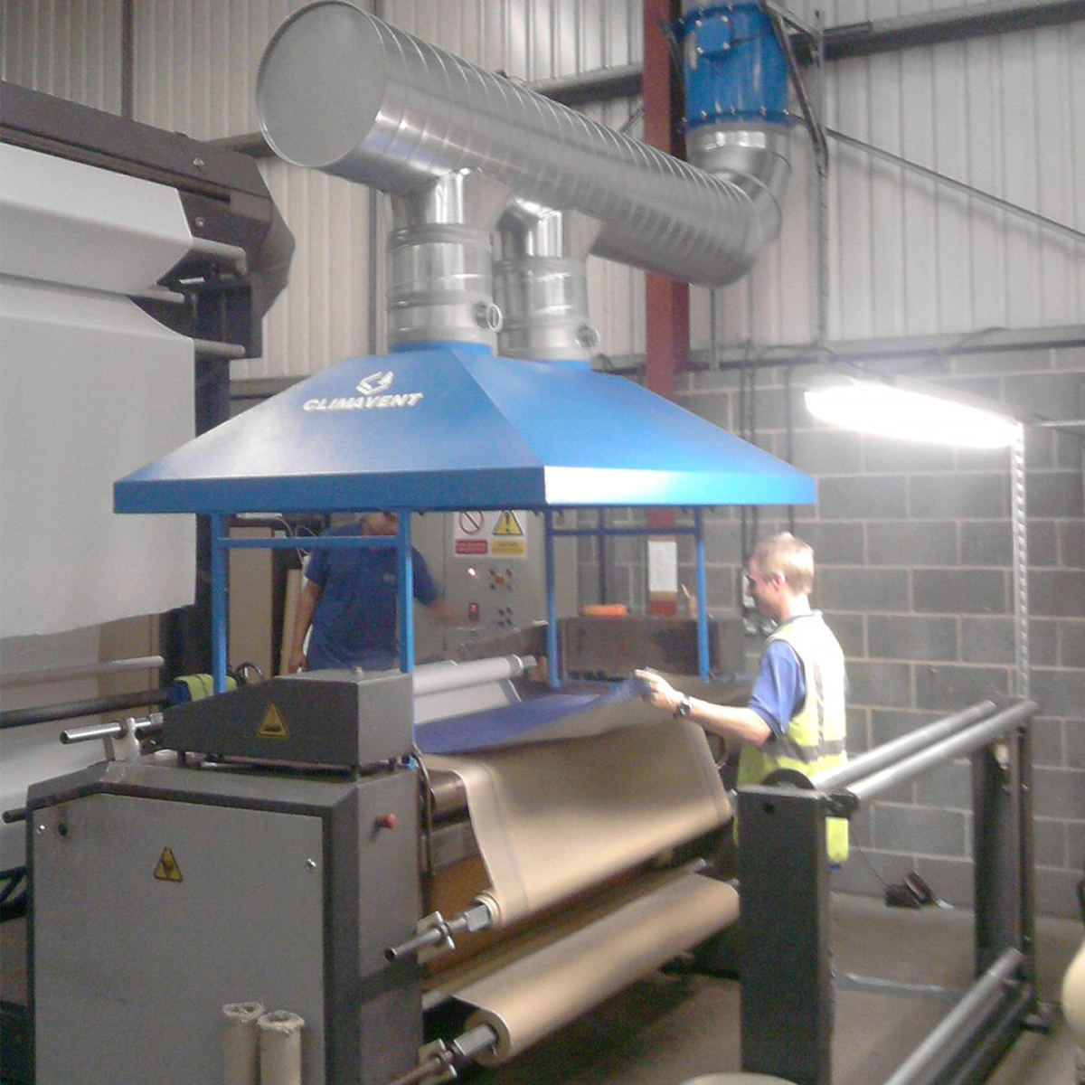 Fume extraction hood ideal for those applications where space at working height is at a premium. The hood the discharges out through ductwork and a fan