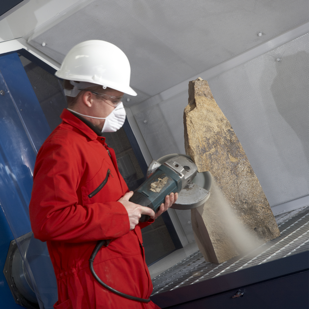 Down Draught Bench and wet collector for use with hazardous dusts during stone cutting applications