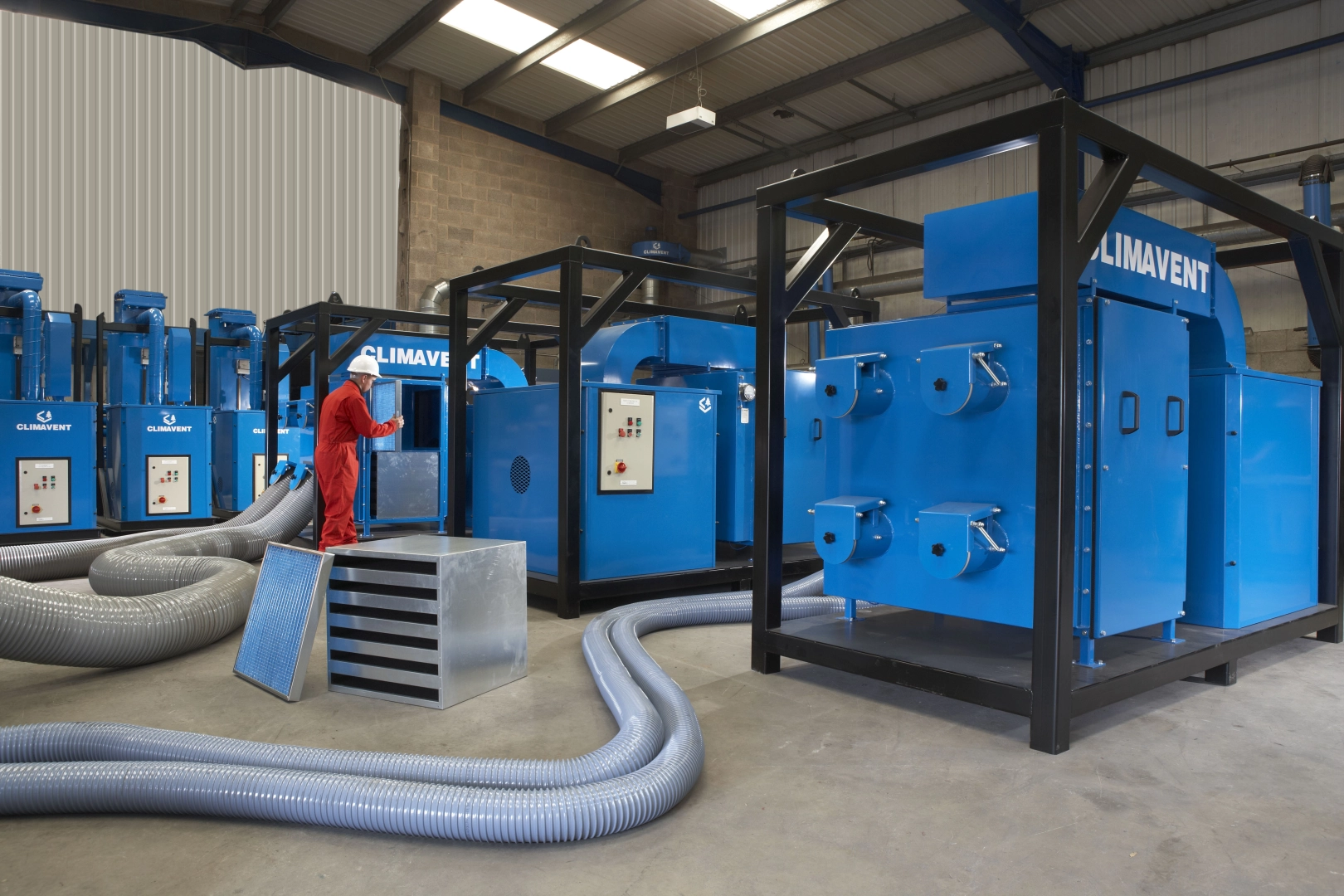 CV4845 Mobile Industrial Paint Fume Extraction Units with Hose showing how the filter set up can be maintained