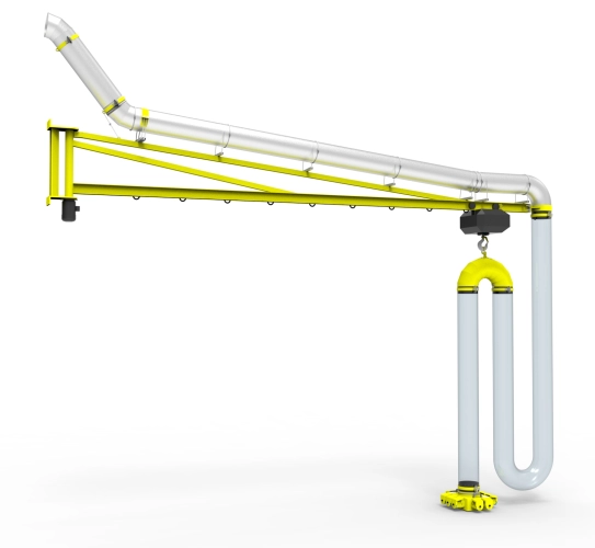 Motorised service boom to connect onto an extraction arm