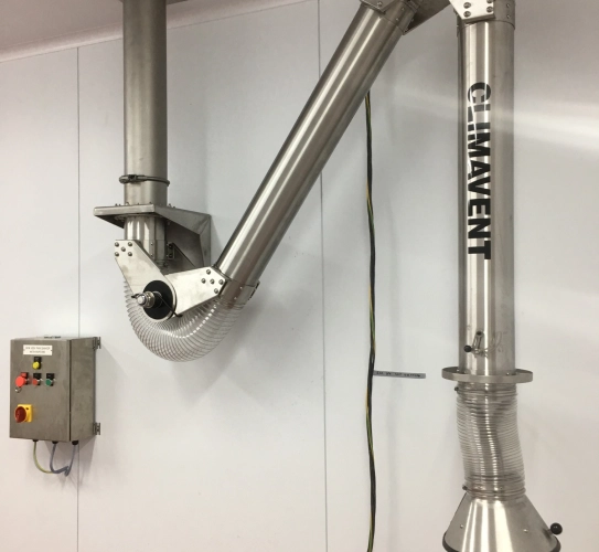 Stainless steel extraction arm ideal for use in the food industry