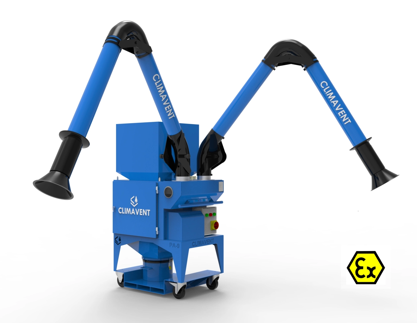 Robust and flexible mobile dust extraction unit suitable for use in specified ATEX Zoned areas