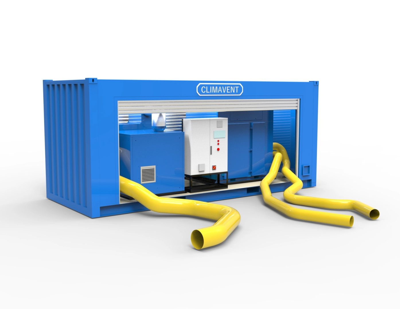 Industrial Paint Fume Extraction Units in a Container to allow for the extraction to be sat outside with the extraction hose manoeuvred to suit the application